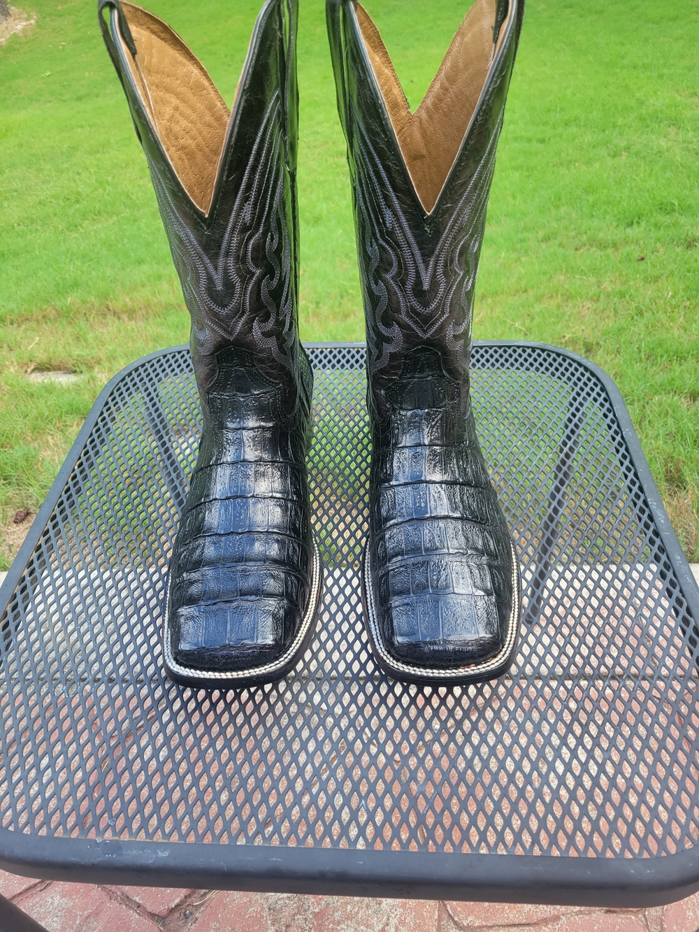 Beautiful Circle G Black Genuine Caiman Leather Western Boots